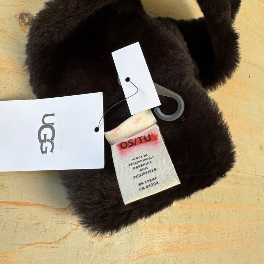 ugg sheepskin and suede black  headband NEW - Picture 6 of 8